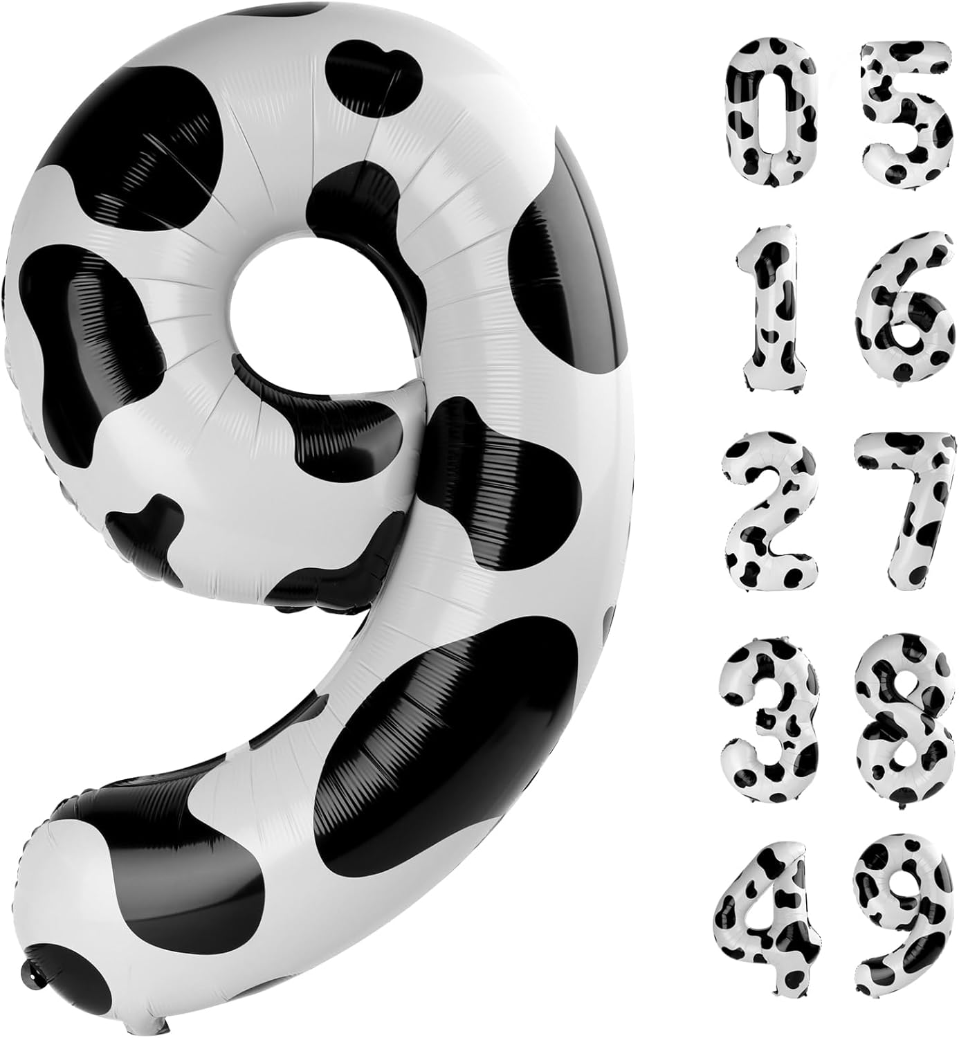 Cow Print Number Balloon Birthday Decorations, 40 inch Number balloon 0-9(Zero-Nine), Cow Balloon for Farm Birthday Party Supplies, Cow Themed birthday party Decorations (Number 9)