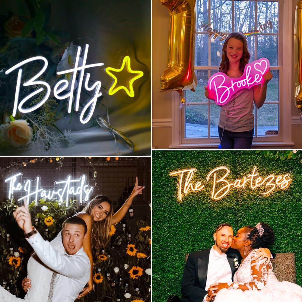 Custom Neon Sign, Neon Sign Customizable for Wedding Sign, LED Neon Name Sign Personalized for Business Bar Salon Beauty Studio Light Up Sign