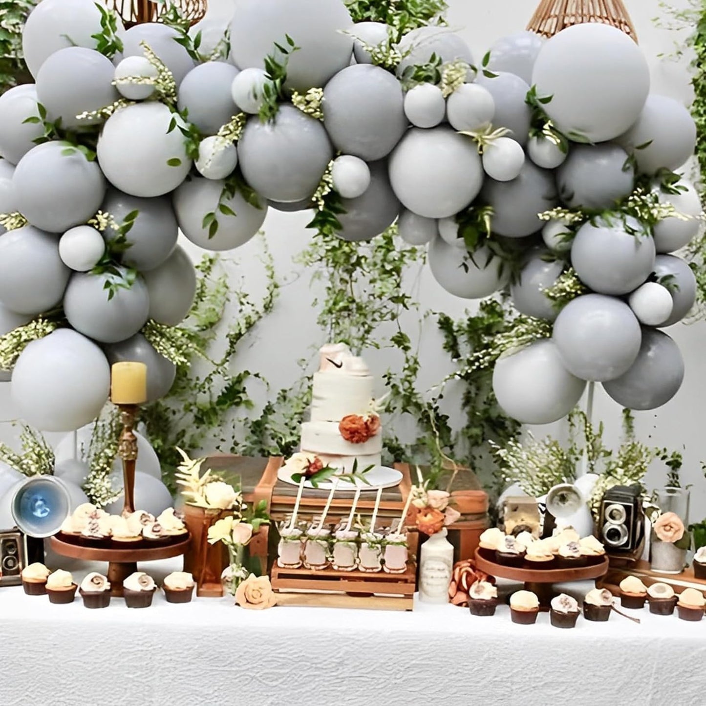 90pack Gray Balloons Different Size 18/12/10/5 Inch Pastel Grey Balloon Garland Arch Kit for Graduation, Wedding, Birthday, Gender Reveal, Baby Shower, Bridal Shower Decorations