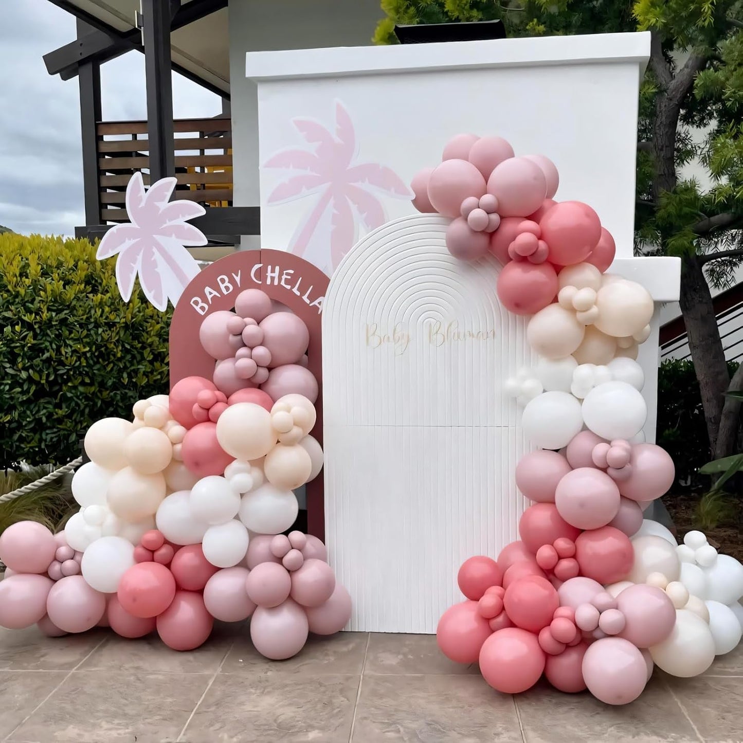 110pcs Retro Pink Balloons 12 Inch Pink Latex Balloon Arch Kit for Birthday Baby Shower Anniversary Graduation Wedding Party Decorations