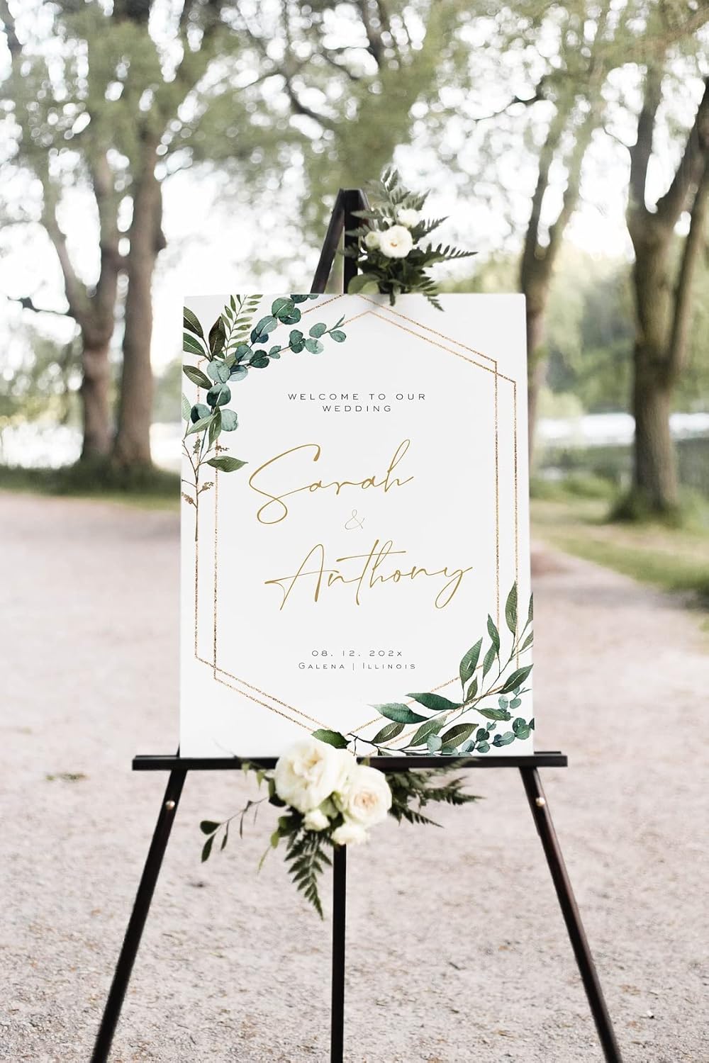 Welcome To Our Wedding Sign, Welcome To Our Wedding Sign With Stand, Greenery Wedding Welcome Sign, Wedding Welcome Poster, Printable Wedding Welcome, Geometric Wedding Welcome Sign