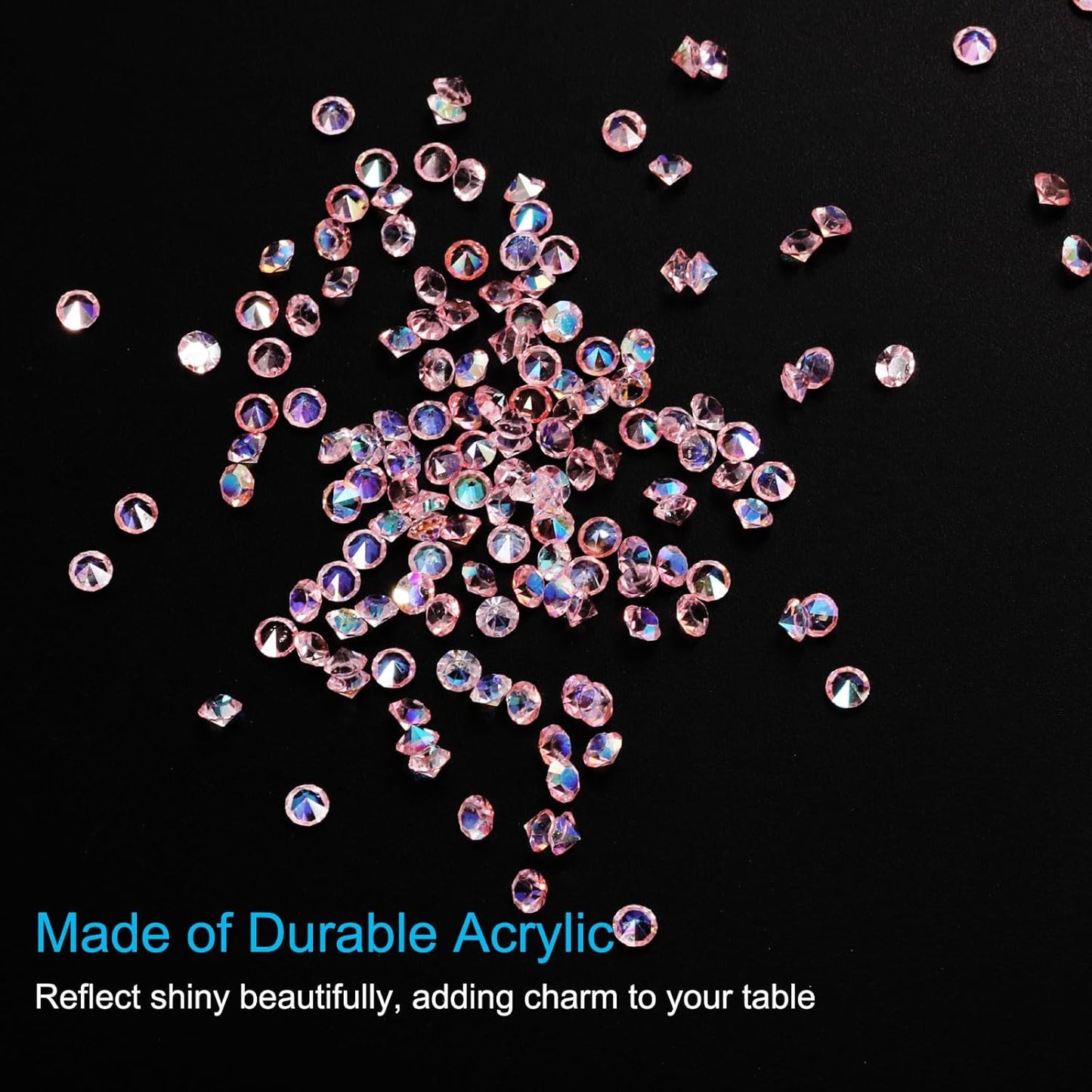 PATIKIL 14000Pcs Wedding Table Scatter Confetti Crystals 3mm Acrylic Diamonds Vase Fillers Gems for Table Centerpiece Decorations Bridal Shower Party, Pink AB