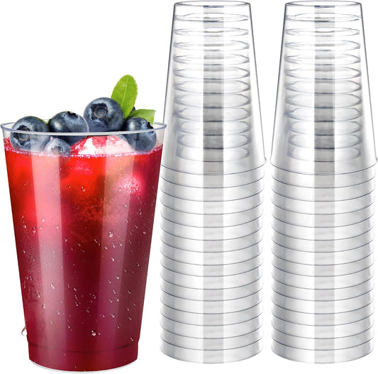 200Counts 12 OZ. Hard Plastic Cups Fancy Disposable Cups for Party, 12 Ounce Clear Elegant Wedding Cups Disposable Wine Glasses for Parties