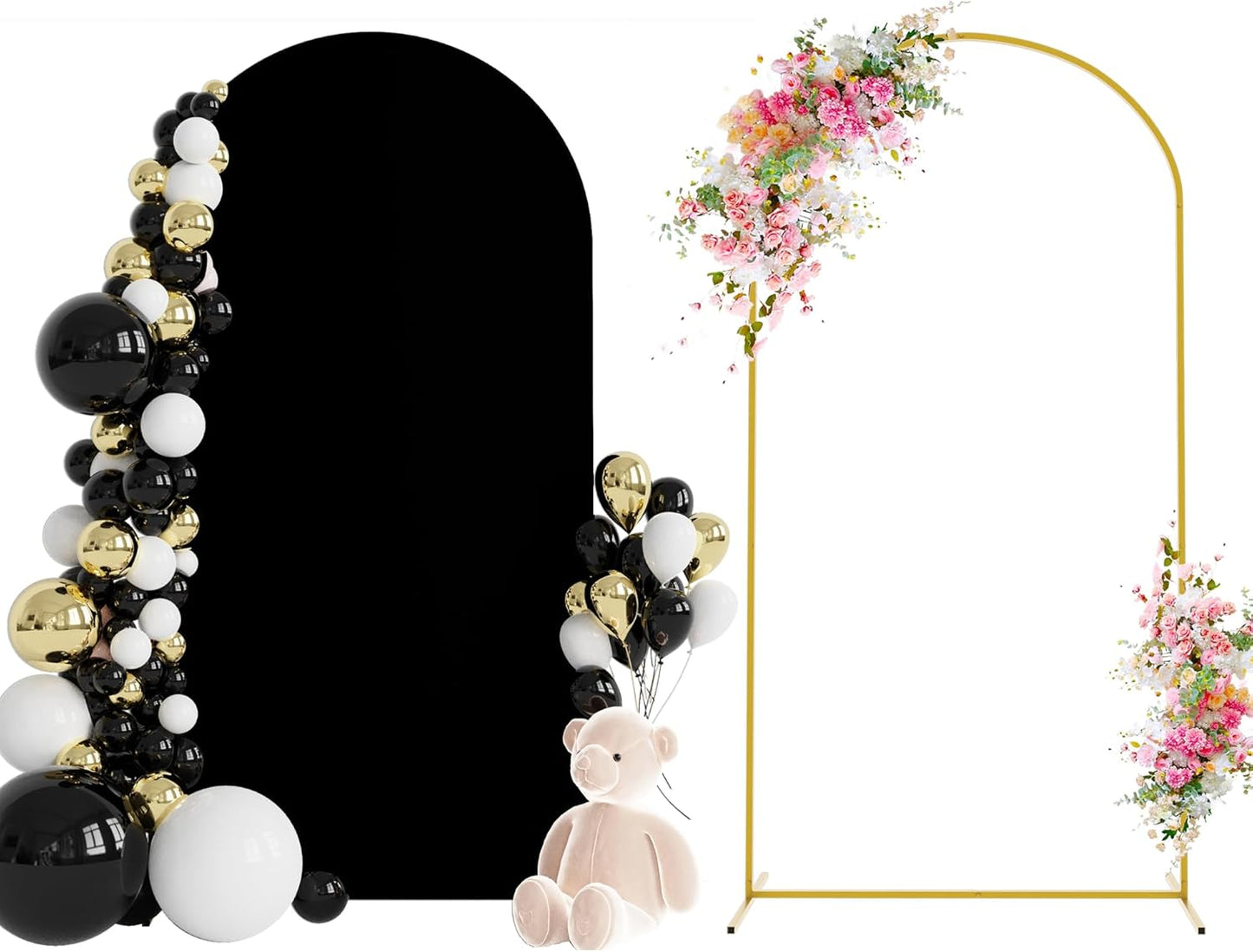 Wokceer 6.6 FT Wedding Backdrop Arch Stand and Arch Cover Metal Arch Stand with Arch Stand Cover for Birthday Party Wedding Ceremony Bridal Baby Shower Event Decor