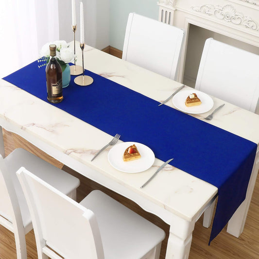2 PCS Royal Blue Table Runner 14x72 Inch Long Coublt Blue Color Thick Polyester Decorative Cloth Handcrafted for Wedding Party Birthday Graduations Hotel Restaurant Banquet Catering Services Event