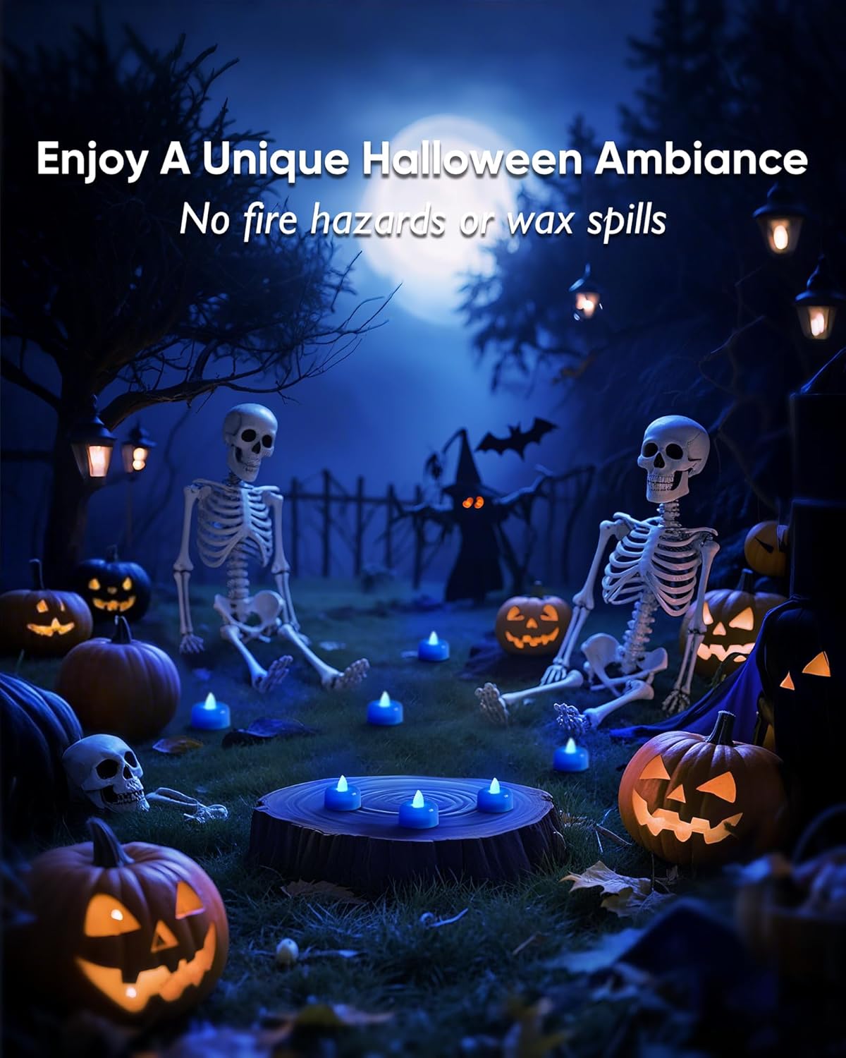 Amagic 12 Pack Blue Flameless LED Tea Lights Candles Battery Operated, Electric Fake Tealight Candles for Wedding, Table Centerpiece, Home Decor, Gift, Party, Halloween, Christmas, Proposal