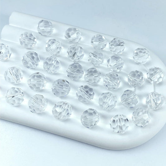 200 PCS 6mm Crystal Glass Beads Round Multiple Faceted Loose Spacer Glass Beads for DIY Handcrafte Bracelet Necklace Earring Jewelry Making(Transparent)