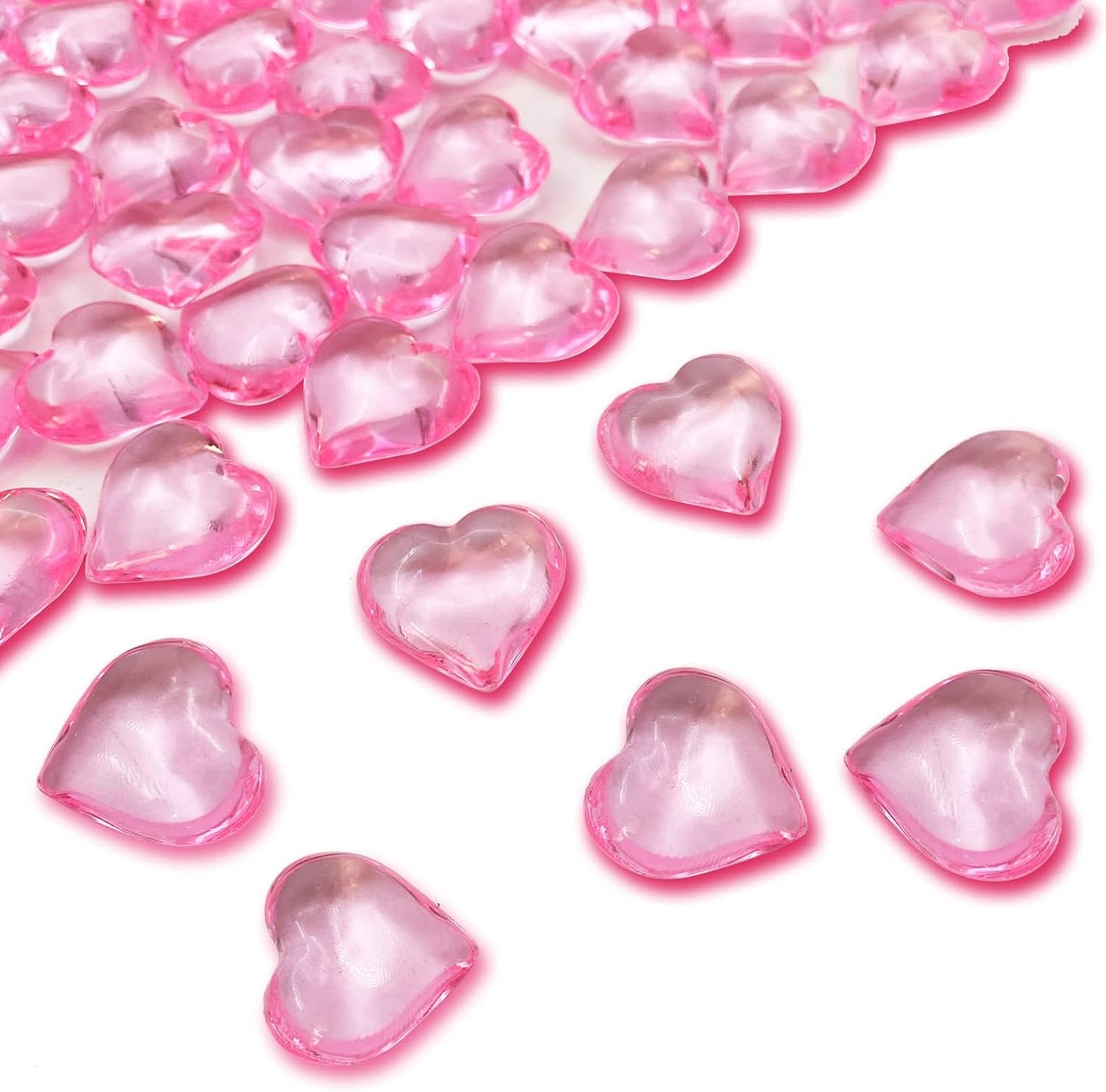 200pcs Pink Hearts Vase Filler Valentines Day Decorations, Acrylic Hearts Shaped Valentines Day Decor Plastic Heart Table Decor Pink