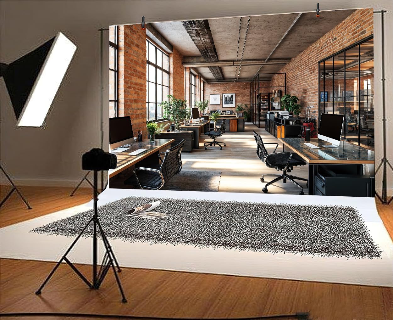 4X4ft Office Video Photo Backdrop Photography Background for Recording Conference, Zoom Home Podcast Backdrops Photo Booth Prop Decorations Wall Decor Tablecloth