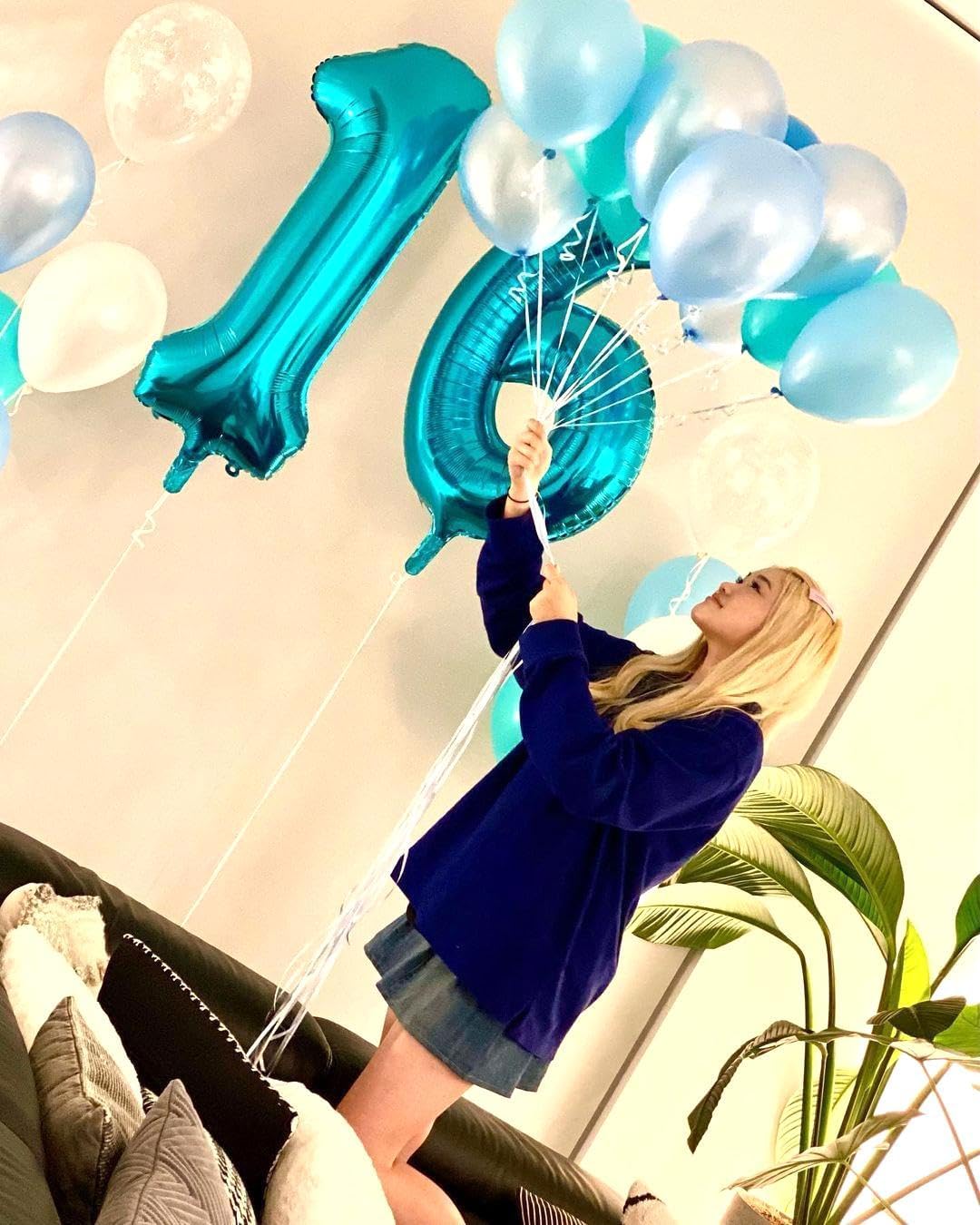 Blue Number 1 Balloon 40 inch, Number 1 Birthday Balloon for Boy Girl, Blue Foil One Balloon for 1st 10 11 12 16 18 Birthday Party, Anniversary Celebration Number Balloons Decorations