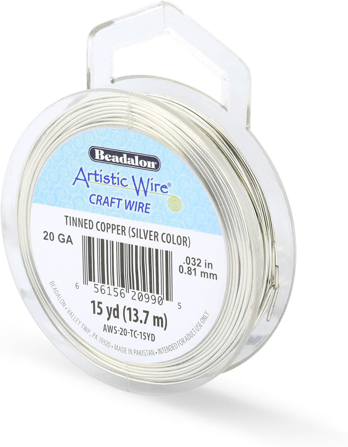 Artistic Wire, 20 Gauge Tarnish Resistant Tinned Copper Craft Wire, 15 yd