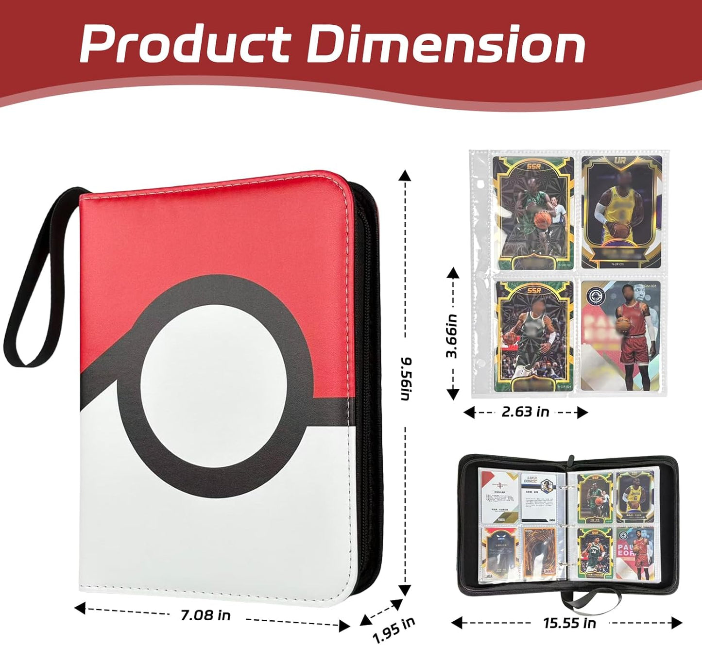 440 Pockets Card Binder, Portable Trading Card Binder with 55 Removable Sleeves, Waterproof Card Holder Album, Card Bunder with Zipper