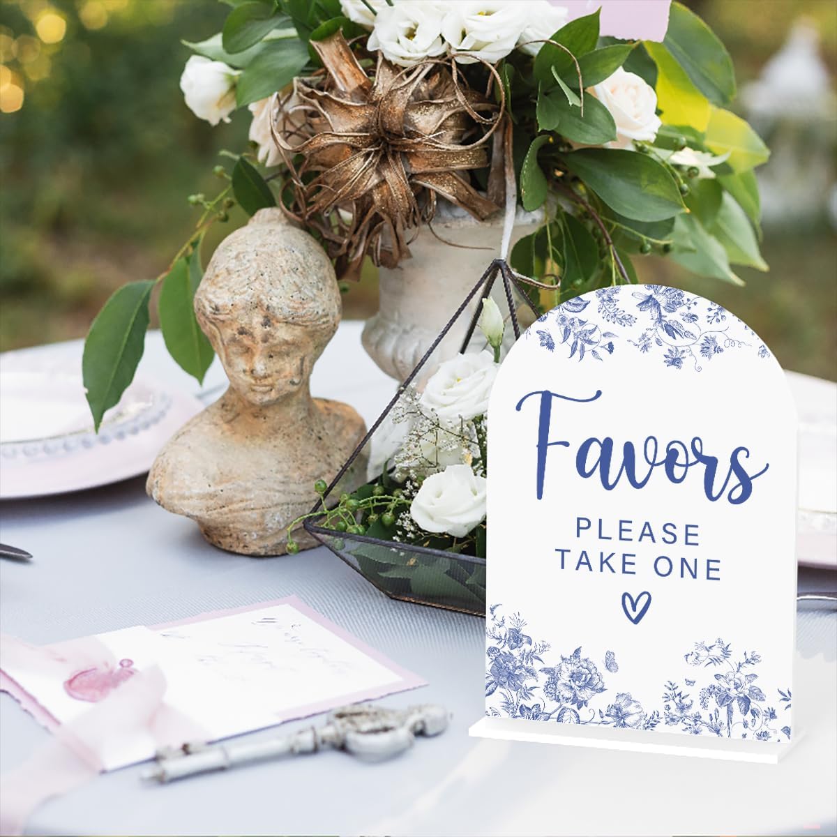 Acrylic Wedding Signs, Dusty Blue Wedding Decor, Blue Weddings Decor, Modern Calligraphy Arch Acrylic Table Top Sign for Weddings Parties Dinners - Favors Please Take One (White)