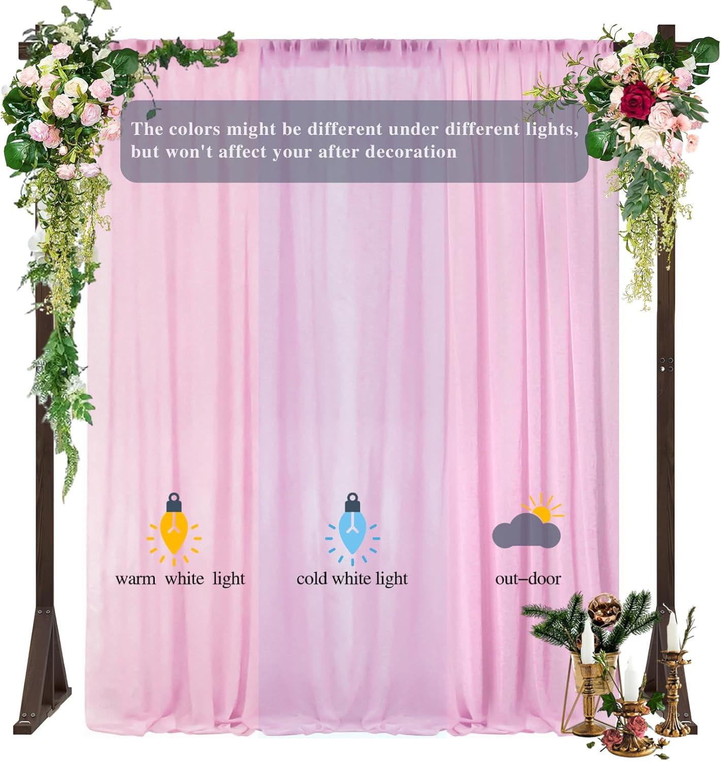 DUOBAO Pink Chiffon Backdrop Curtain-2 Panels 29x120-Inch Wedding Draping Beach Curtains for Living Room Polyester Voile Window Darpes Photography Backdrops for Party Ceremony (29''x120''x2pc)
