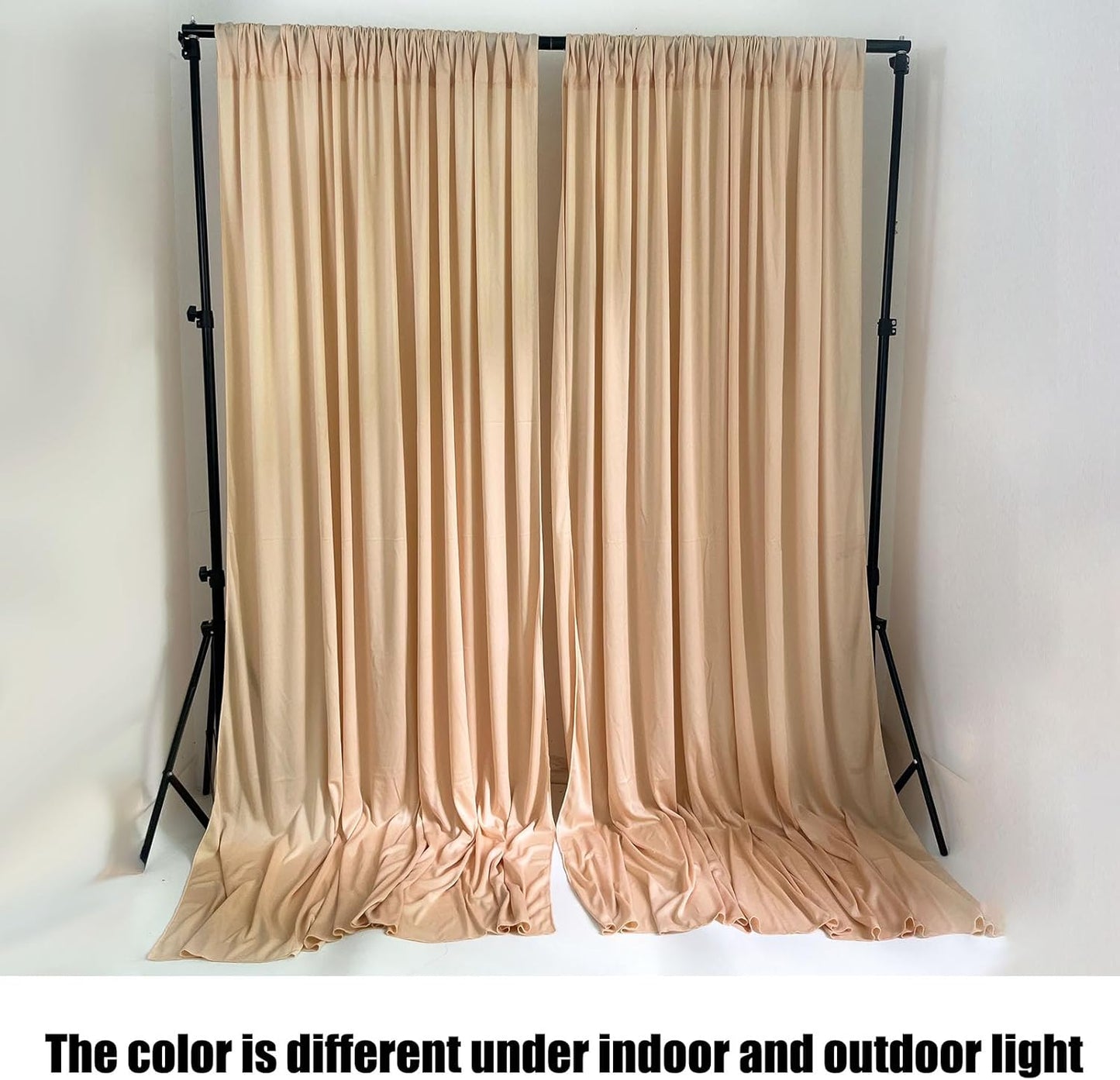 10 x 10 Feet Champagne Backdrop Curtain for Partie, Background Curtains for Photoshoot, Birthday, Wedding, Halloween, Thanksgiving, Christmas Day, New Year Party Decorations 5Ft x 10Ft, 2 Panels