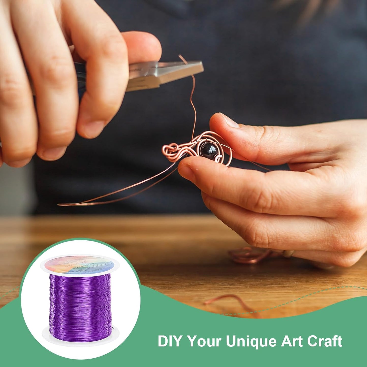 2-Rolls 0.2mm Jewelry Wire, 32 Gauge 328FT Craft Wire Copper Beading Wire for Jewelry Making/Planting/Weaving/DIY Crafting, Soft Metal Wires [100M, Purple]