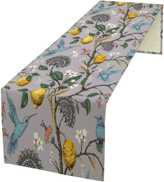 Table Runner with Flowers and Birds, Spring Plant Flowers Table Decoration Linen Table Runner Family Party Party Decorations 13x60 Inches