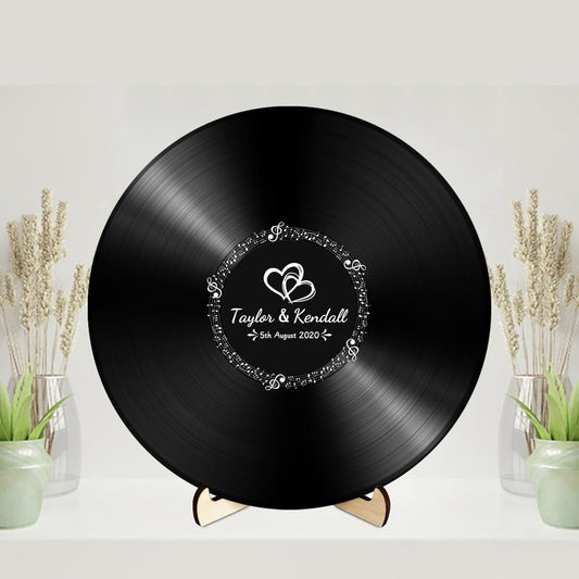 Personalized Vintage Record Guest Book Sign Custom Name Date Rustic Wedding Guest Book Alternative Unique Guest Book for Wedding Anniversary (Style 8)