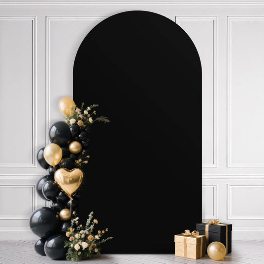 Ledido Wedding Arch Backdrop Cover 6FT Arch Covers Fitted Stretchy Spandex Round Top Stand Backdrop Cover for Wedding Banquet Ceremony Birthday Party Baby Shower Event Decoration,Black