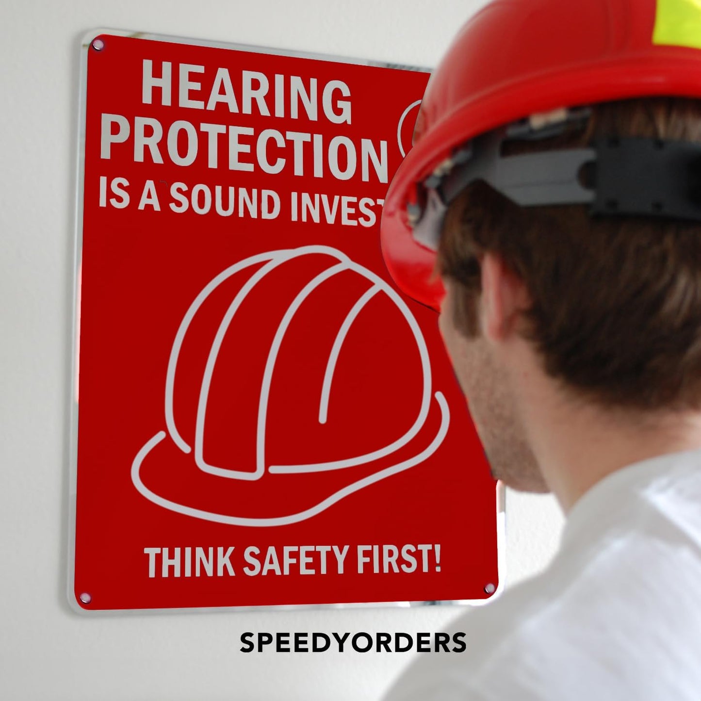 SPEEDYOOKS Custom Outdoor Metal Sign, Personalized Aluminum, Customized Safety, Business, Waterproof - White Aluminum (Red & White, 14x10 In)