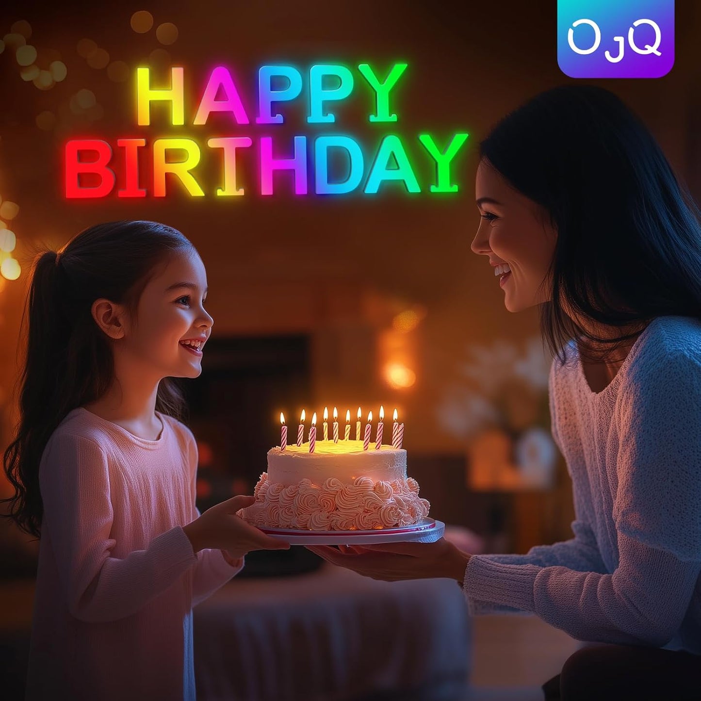 OJQ Light Up Letters LED Letter - Marquee Letters Room Decor Alphabet Letter Music Sync Color Change Colorful - Christmas Birthday Gifts for Girl - Teen Girls Gifts Party Home Wall Decor