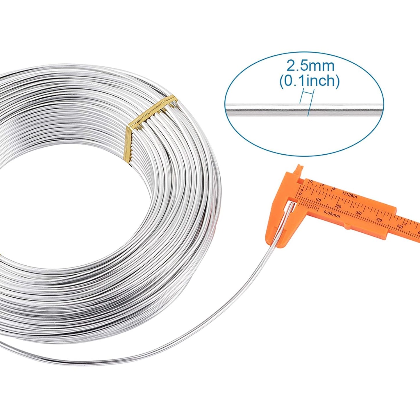 Fashewelry 114 Feet 10 Gauge Aluminum Wire Silver Bendable Metal Craft Wire for Beading Jewelry Craft Making (2.5mm)