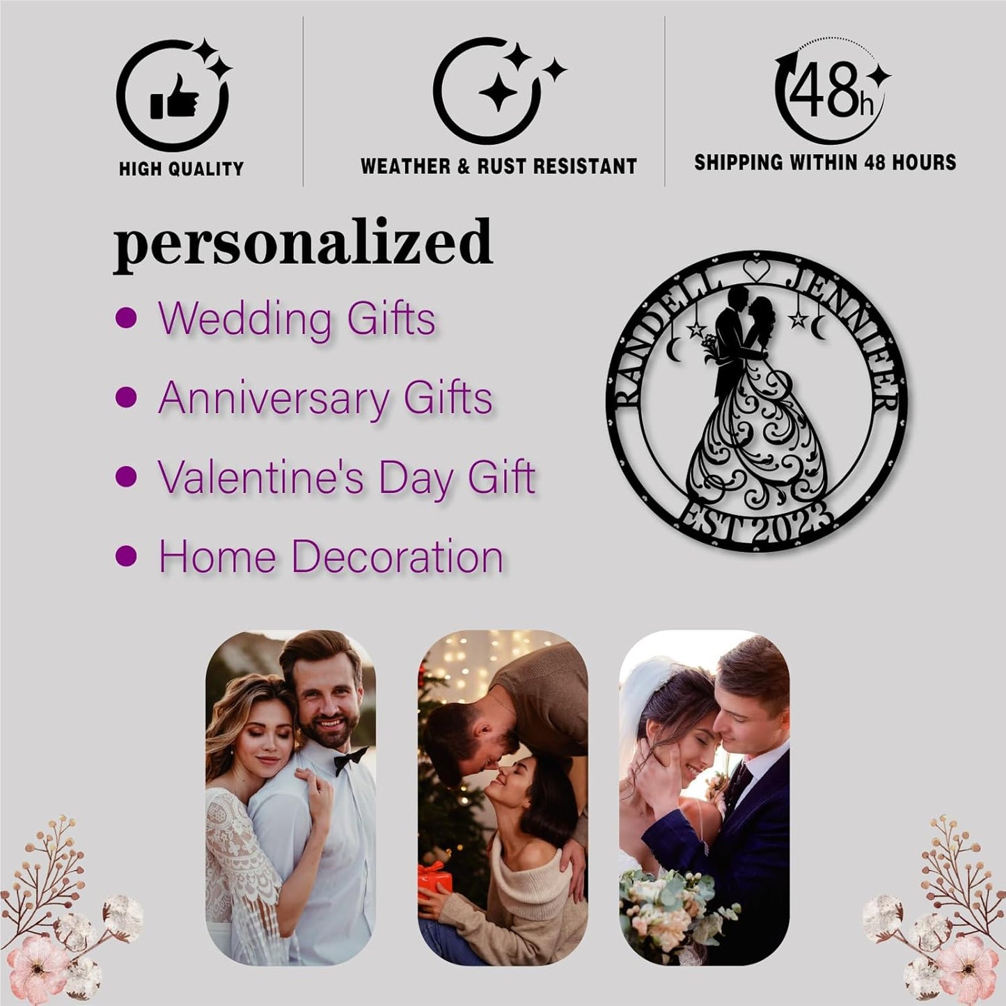 Custom Metal Name Sign, Personalized Last Name Metal Signs, Split Letter Monogram Sign, Porch Decorations Outdoor Metal Wall Art, First Name Custom Decoration, Wedding Gifts