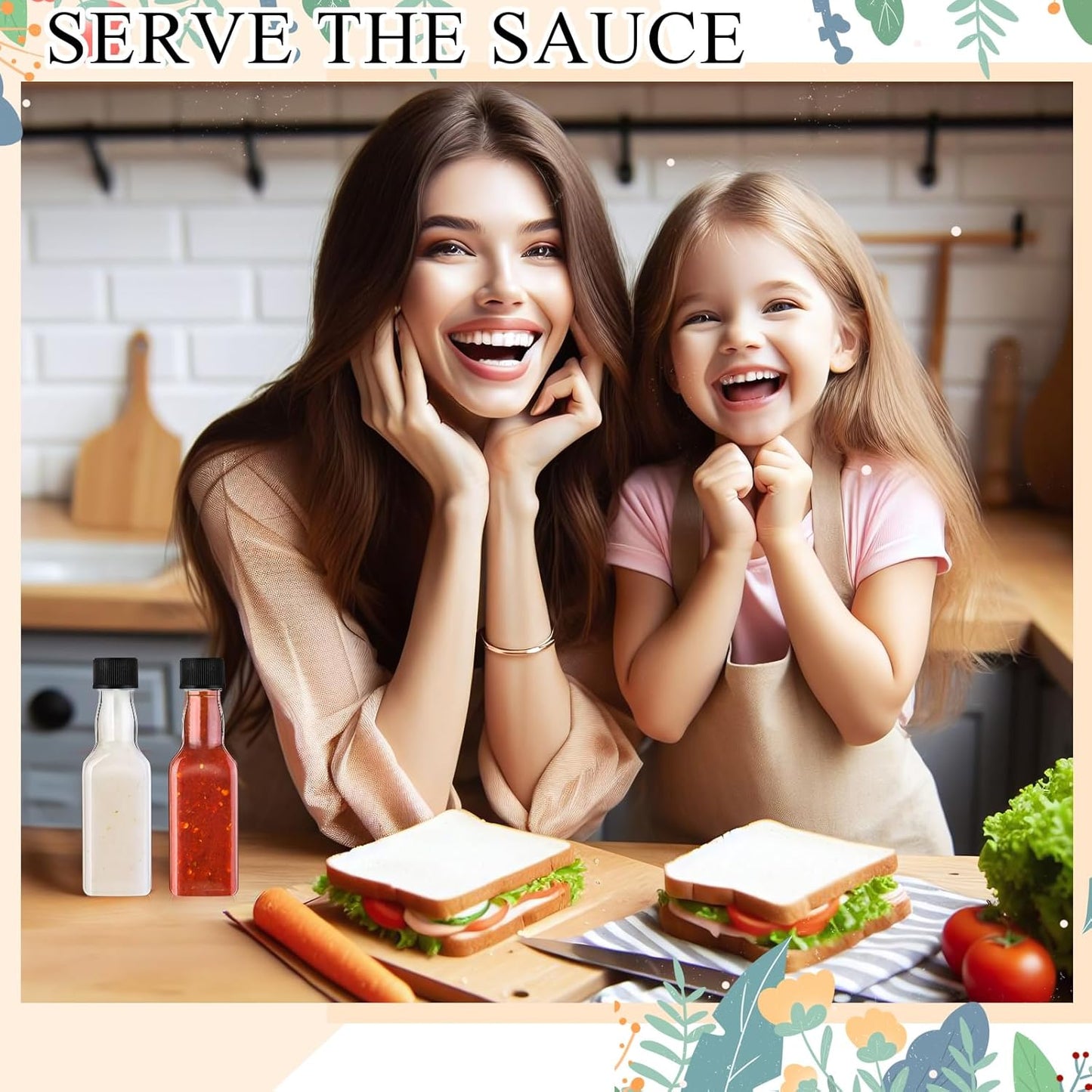 Havawish 50 Pack 1.7 oz Square Mini Liquor Bottles with Funnels and Black Plastic Caps Reusable Airtight Empty Plastic Alcohol Shot Bottles for Birthday Wedding Baby Shower Party Favors