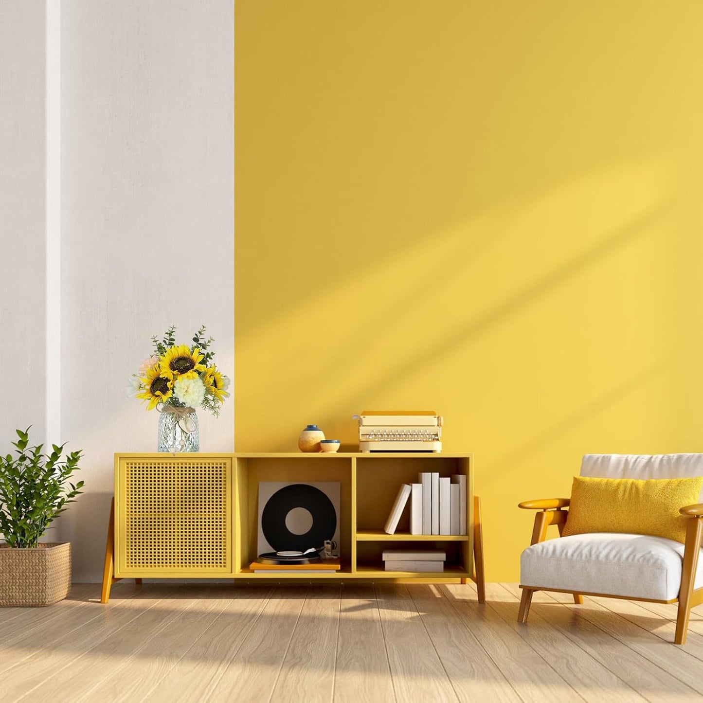 Artificial Sunflower Bouquets - Silk Fake Flowers with Vase, Centerpieces for Dining Room and Coffee Table Decor