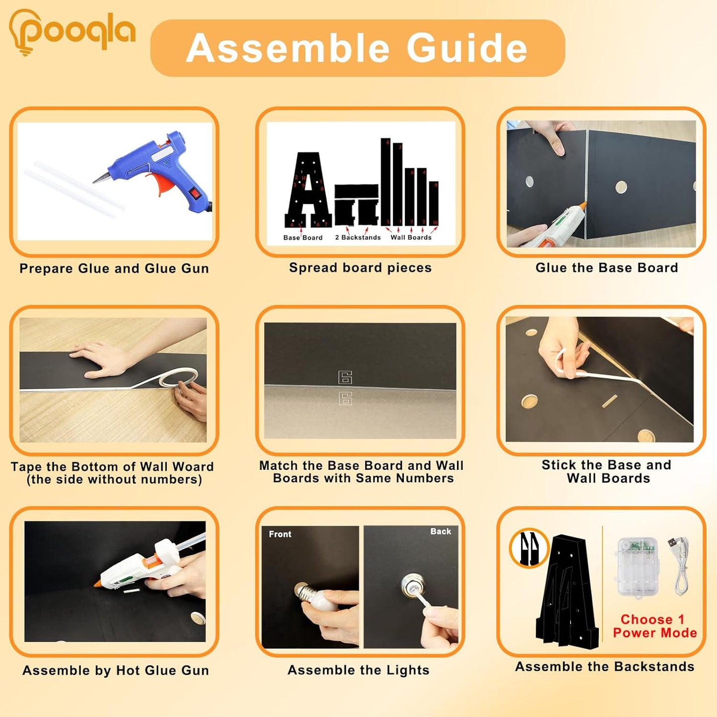 Pooqla 3FT Marquee Light Up Letters, Black LED Party Decor Large Marquee Letters 3 Feet Tall, Giant Mosaic Letter for Birthday Graduation Anniversary Wedding Decoration, Letter P