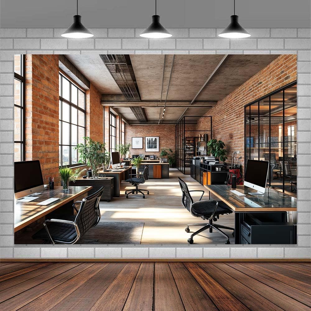 7X5ft Office Video Photo Backdrop Photography Background for Recording Conference, Zoom Home Podcast Backdrops Photo Booth Prop Decorations Wall Decor Tablecloth