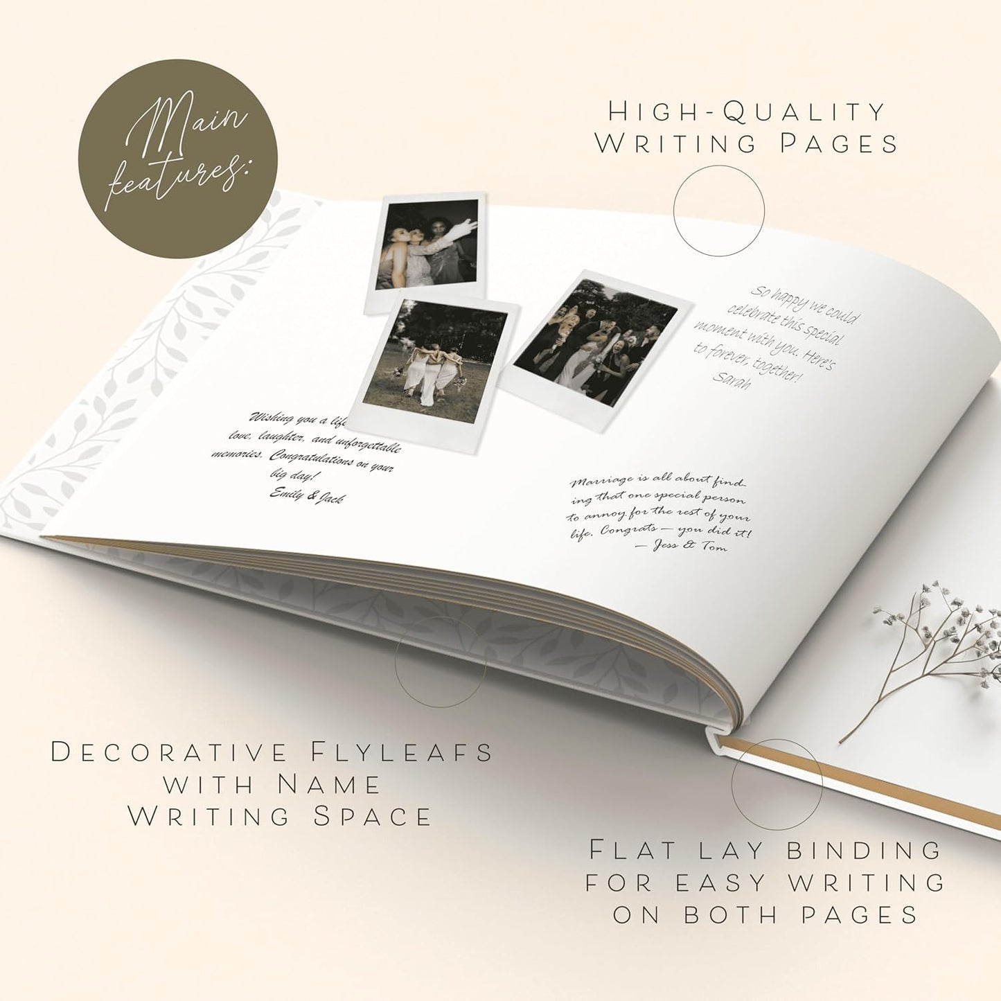 Personalized 2025 Wedding Guest Book for Reception — Guestbook to Sign In, Elegant Baby Shower Guest Book for Party & Birthday — Photo & Polaroid Guest Book for Wedding & Bridal Shower (White)