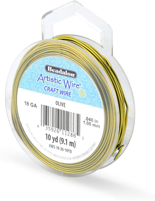 Artistic Wire, 18 Gauge Tarnish Resistant Colored Copper Craft Wire, Olive, 10 yd
