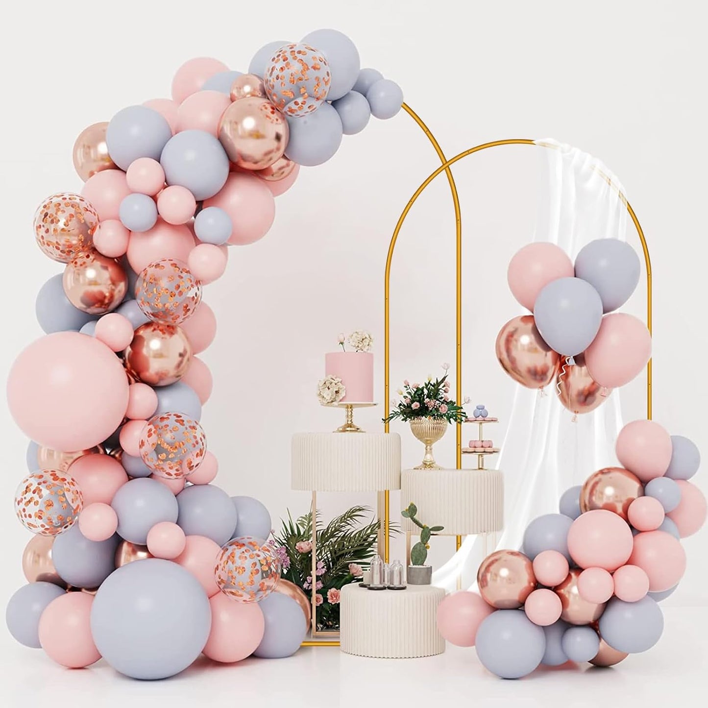 7.2FT Arch Backdrop Stand, Easy Assembly Backdrop Arch, Gold Wedding Arch Stand, Balloon Arch Stand for Photo Backdrop