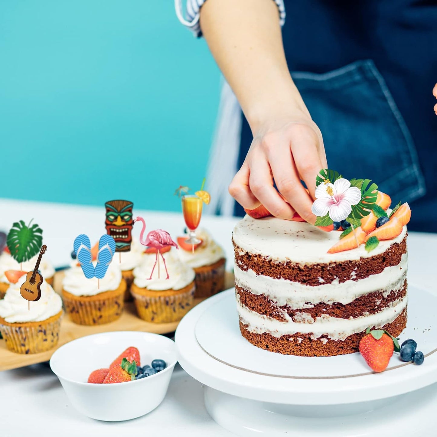 54 Pcs Cupcake Toppers and Cake Decorations for Celebrating Birthday, Anniversary, or Party Supplies