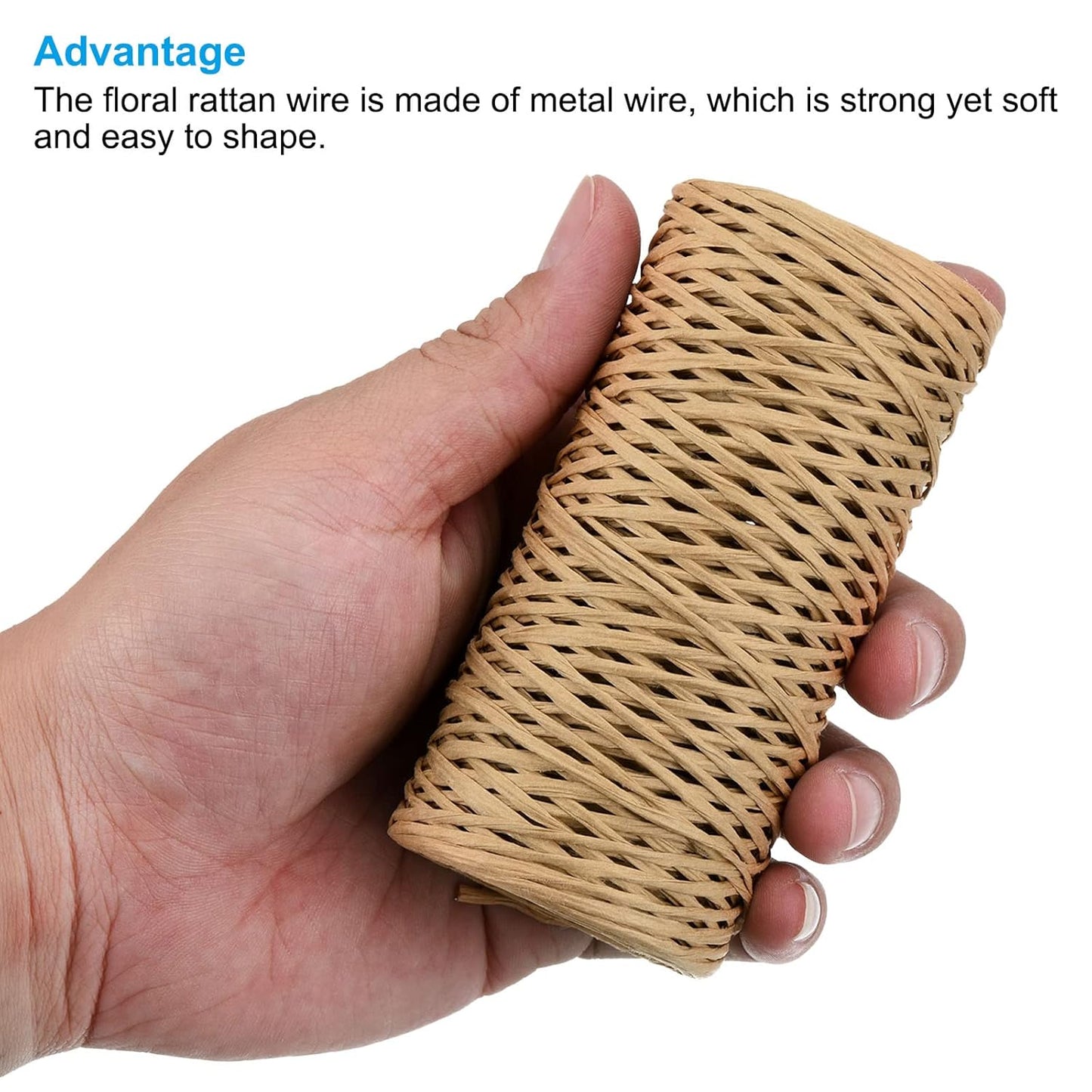 PATIKIL 164 Feet Floral Bind Wire Wrap Twine, 1mm Florist Wire Iron Wire Paper Covered Vine Wrapping Binding Wire for Flower Bouquets, Khaki