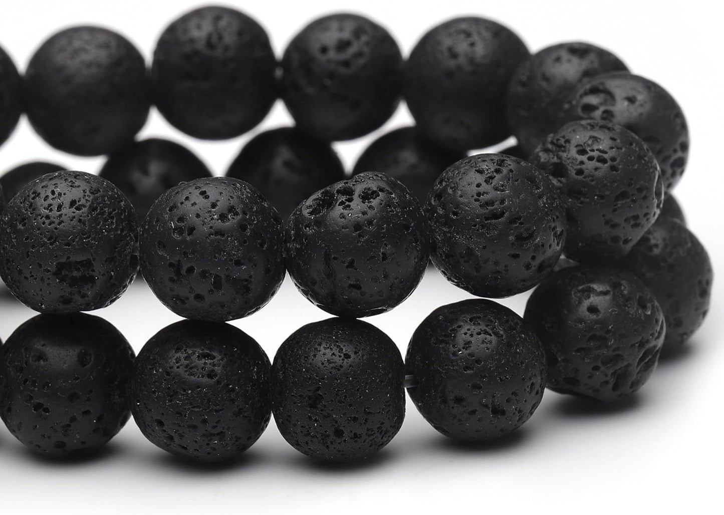 6mm Natural Stone Beads for Jewelry Making,Black Lava Polished Smooth Round Gemstone Beads for Bracelet Necklace 15 Inch
