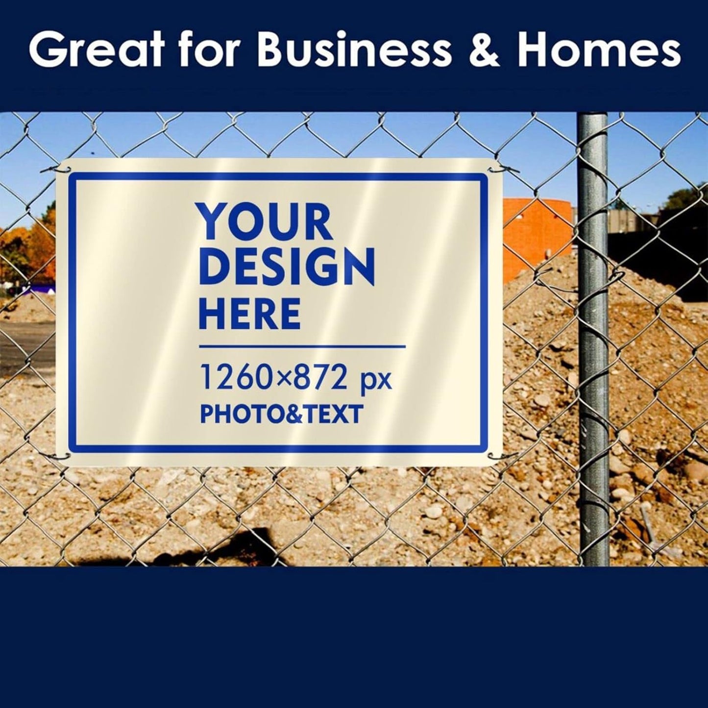 Custom Signs Outdoor Metal Sign - 12 x 8 Customized Personalized Aluminum Signs for Office, Home, Business, Decor, Custom Road Signs, Rust-Proof Sign (Blue Text Box), 12x8 inches