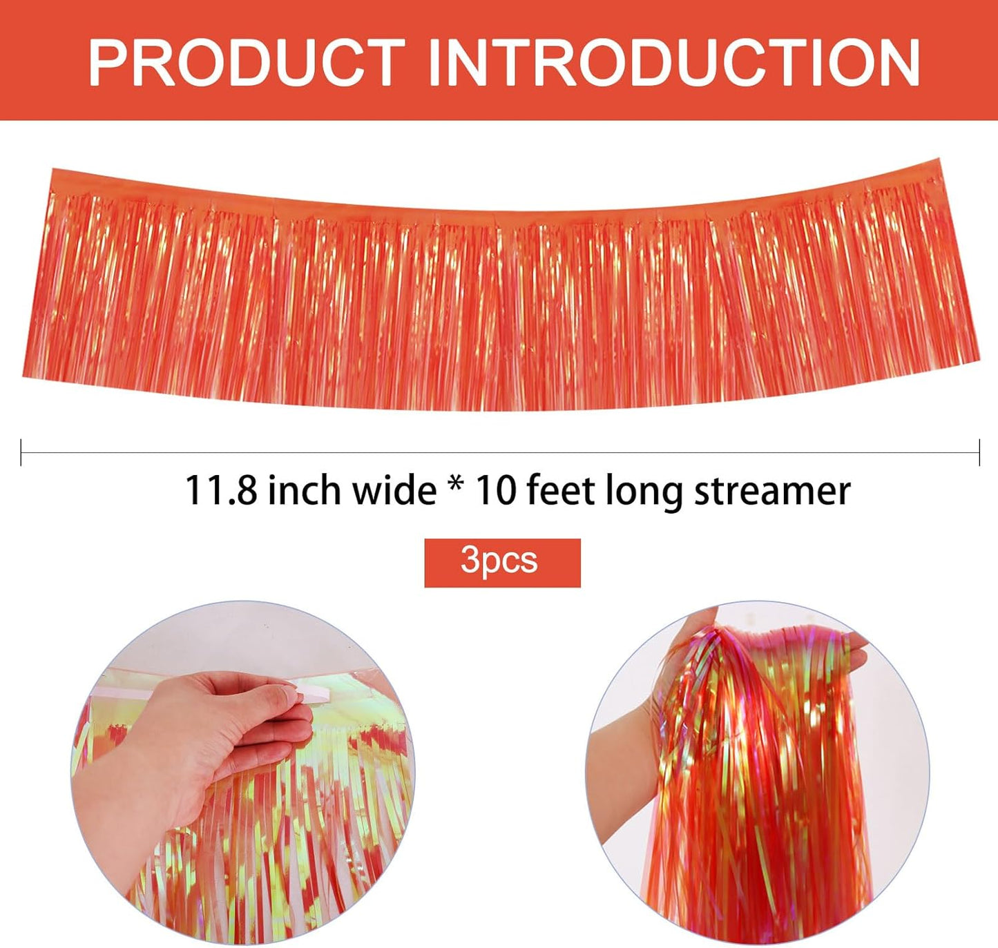 BEISHIDA 3 Packs Metallic Foil Fringe Garland Shining Red Wall Hanging Tinsel Fringe Banners for Car Floats Bridal Shower Wedding Birthday Easter Graduation Holiday Party Decoration(30 Feet)