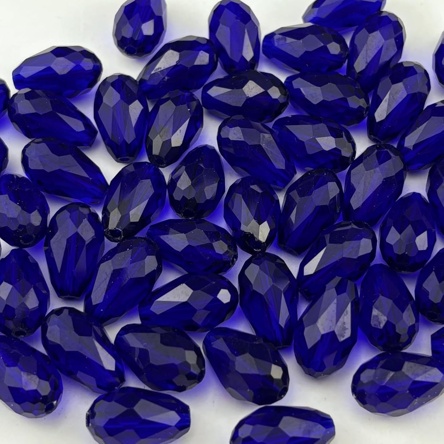 150pcs 4x6mm Teardrop Crystal Glass Beads for Jewelry Making, Faceted Vertical Hole Teardrop Glass Spacer Beads for Wind Chimes Bracelet Earring Necklace DIY Craft(Dark Blue)