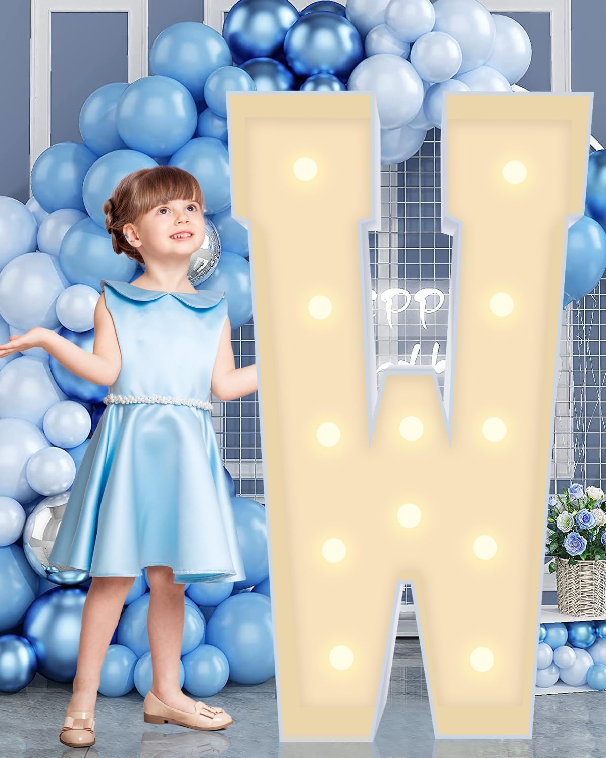 4FT Marquee Plastic Letters W - Light up Letters W Are Made from Corrugated Plastic Board - Quick Assembly Without Tools, Disassembled Components Can Be Used for Garage Sale Signs, Yard Sale Signs