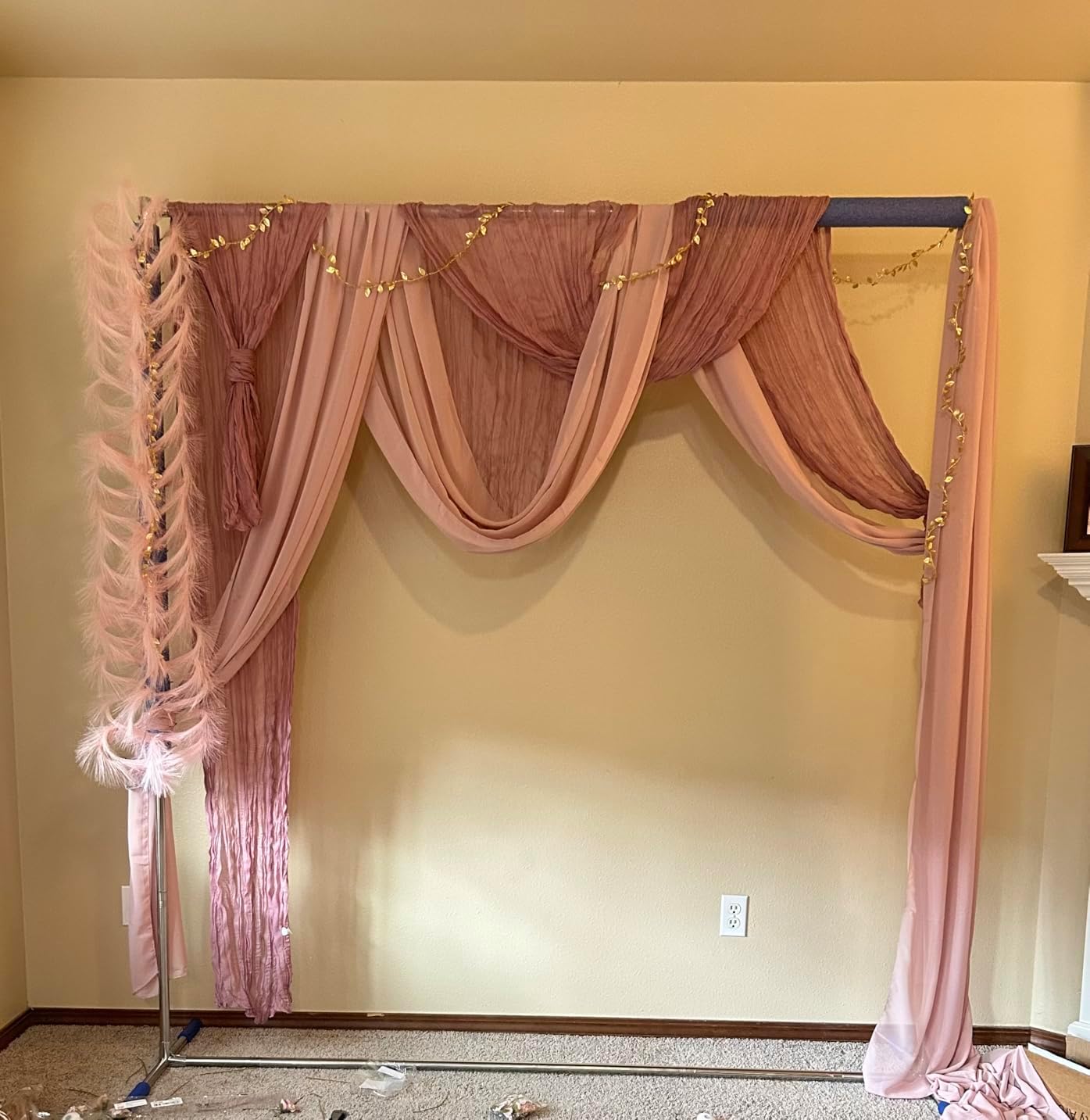 Wedding Arch Draping Fabric Backdrop 2 Panel 30" x 19Ft Dusty Rose Drapes Curtains for Wedding Reception Sheer Tulle Backdrop Curtain for Ceremony Birthday Party Baby Shower Arbor Ceiling Decorations