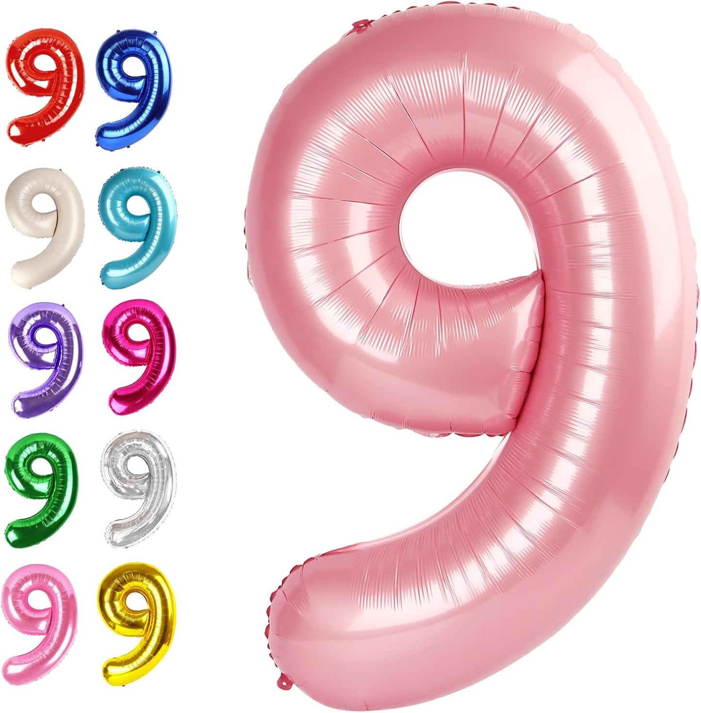 Big Pearlescent Pink 40 Inch 9 Balloon Number, Jumbo Giant 9th 19 29 39 49 99 Birthday Party Decorations, Large Pearl Pink Foil Balloons Anniversary Birthday Party Engagement Decorations