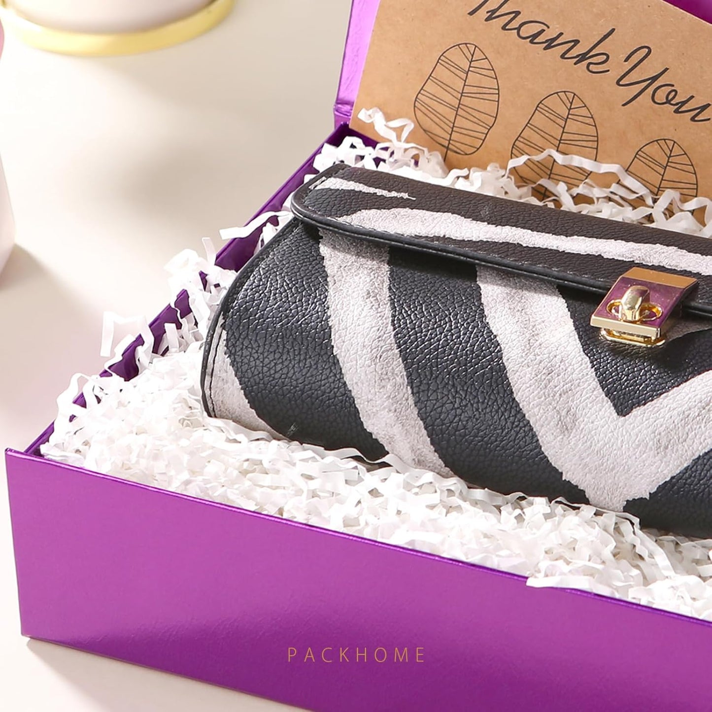 PACKHOME Gift Box 11.5x8x2.5 Inches, Sturdy Shirt Box with Magnetic Lid for Multiple Occasions (Glossy Light Purple)