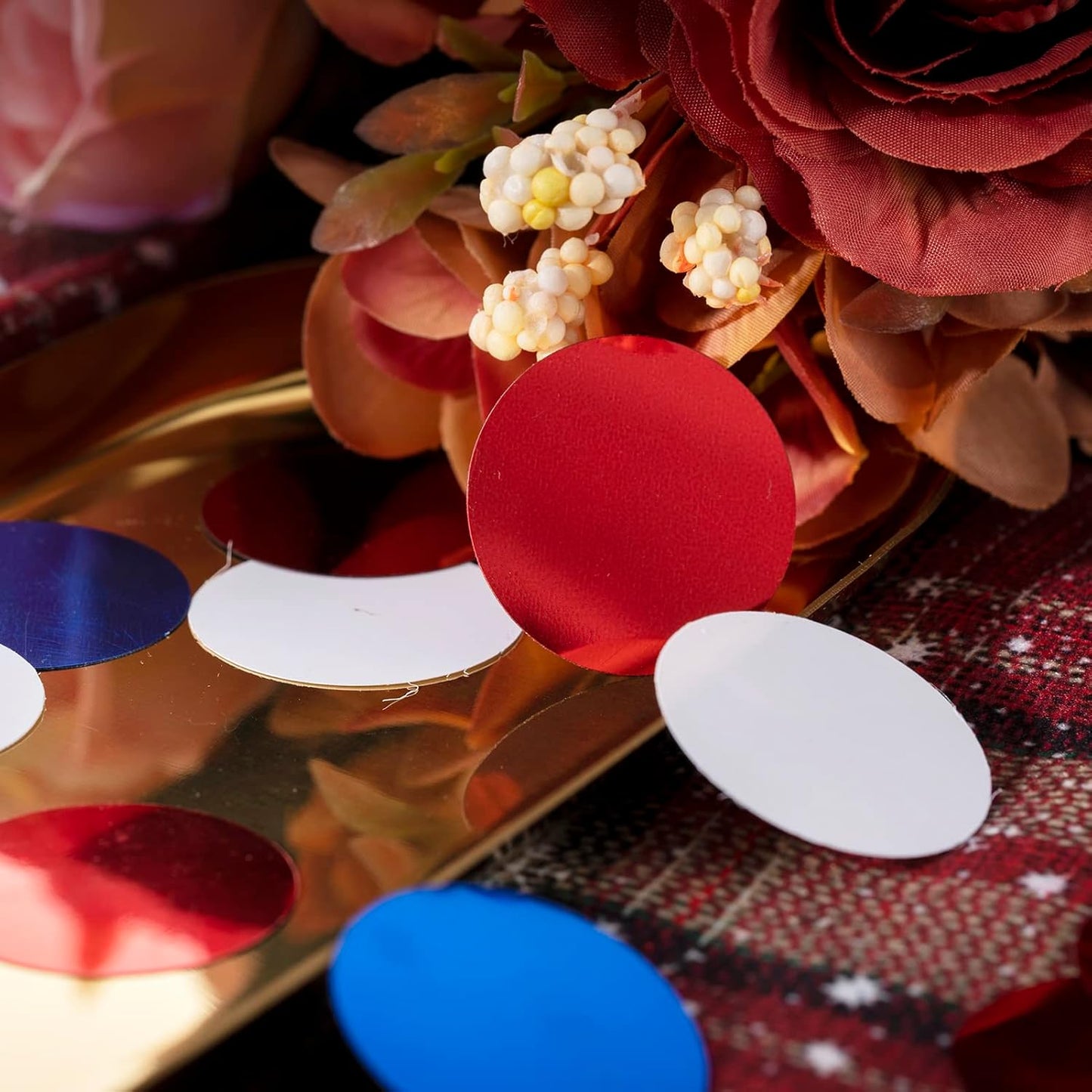 Red White Blue Table Confetti Party Decorations Metallic Circle Dot Confetti, 1.2 Inch, 300pcs
