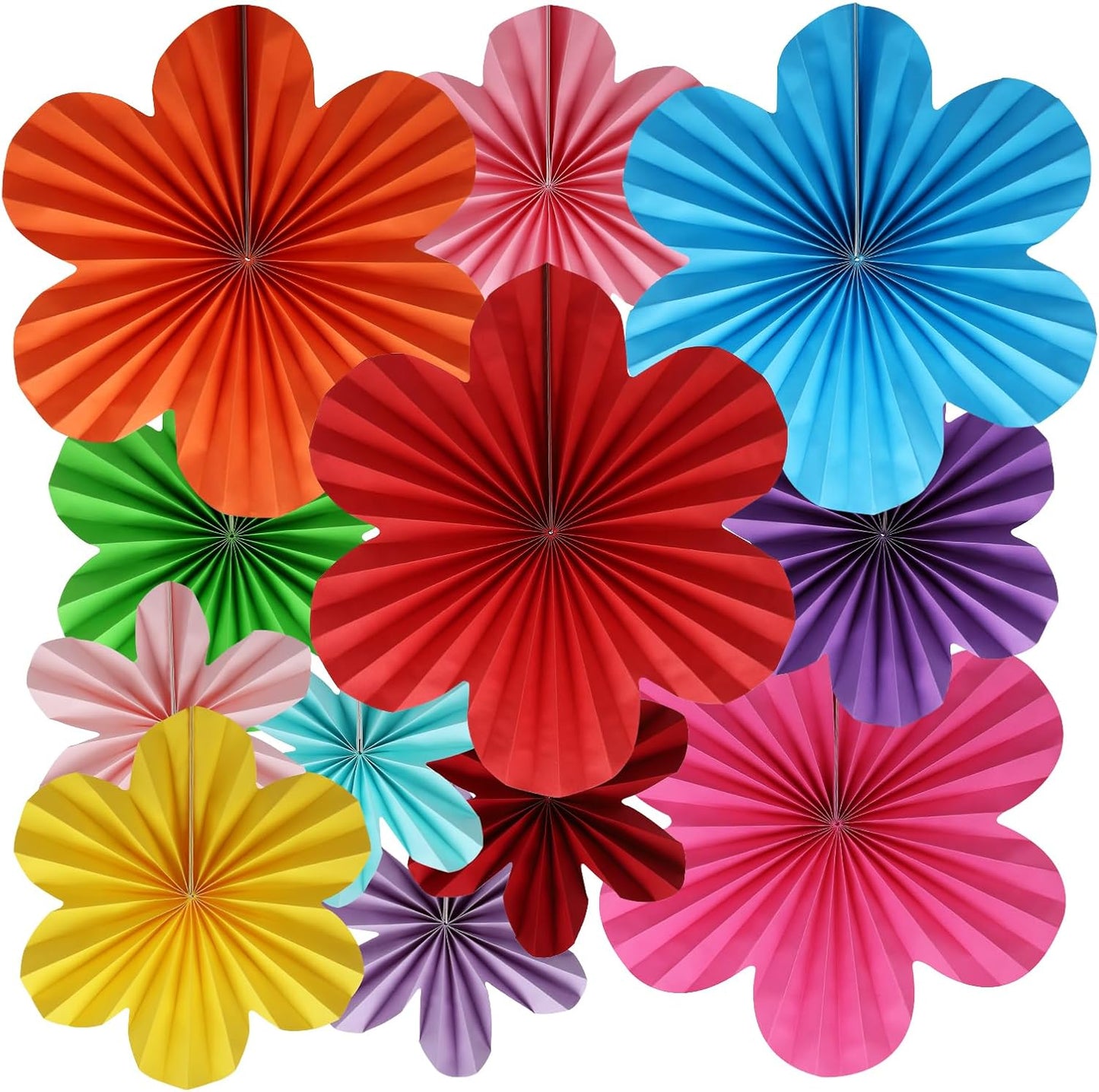BestoFun 12 PCS Paper Flowers Fans Mexican Party Decorations Paper Flowers Decorations for Wall Girl Groovy Birthday Baby Shower Wedding Bachelorette Room Hanging Décor