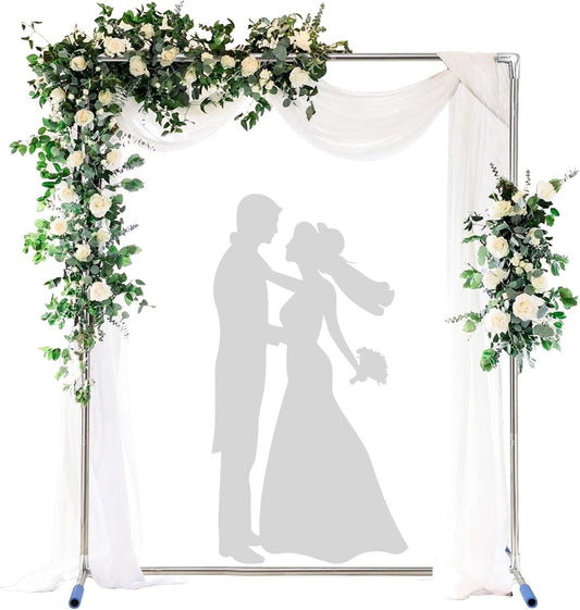 Wedding Arch Backdrop Stand,7x6 FT Metal Arch Backdrop Stand for Ceremony Square Stainless Steel Arched Frame Decoration for Wedding,Birthday,Party,Anniversary,Baby Shower,Garden Decorations