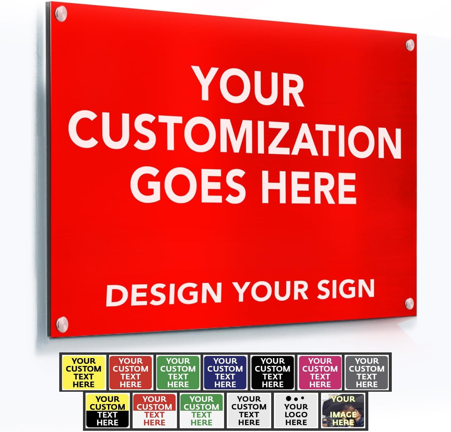Custom Metal Signs, Personalized Aluminum, Customized Safety, Business Signs, Waterproof Outdoor, White Aluminum (Red, 24x18 In)
