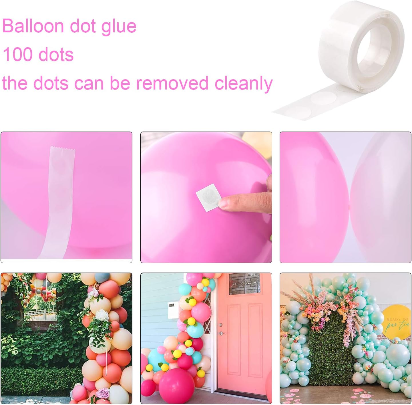 FEPITO 124Pcs Tropical Balloons Garland Kit - Pink Green Balloon Arch With Palm Leaves, Tape Strip, Dot Glue and Tying Tool for Party Decor, Birthday Supplies