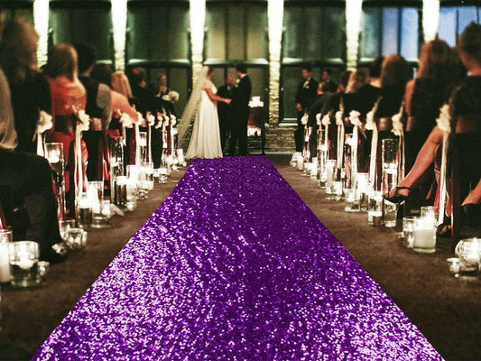 ShinyBeauty Purple Shimmer Aisle Runner, 4FTx15FT Glitter Wedding Carpet for Elegant Events